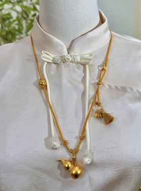 古法沙金配件葫芦吊坠项链复古实心福运福禄挂坠精工编织国风女