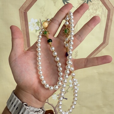 新中式穿搭旗袍配饰国风珍珠项链女长款串珠饰品