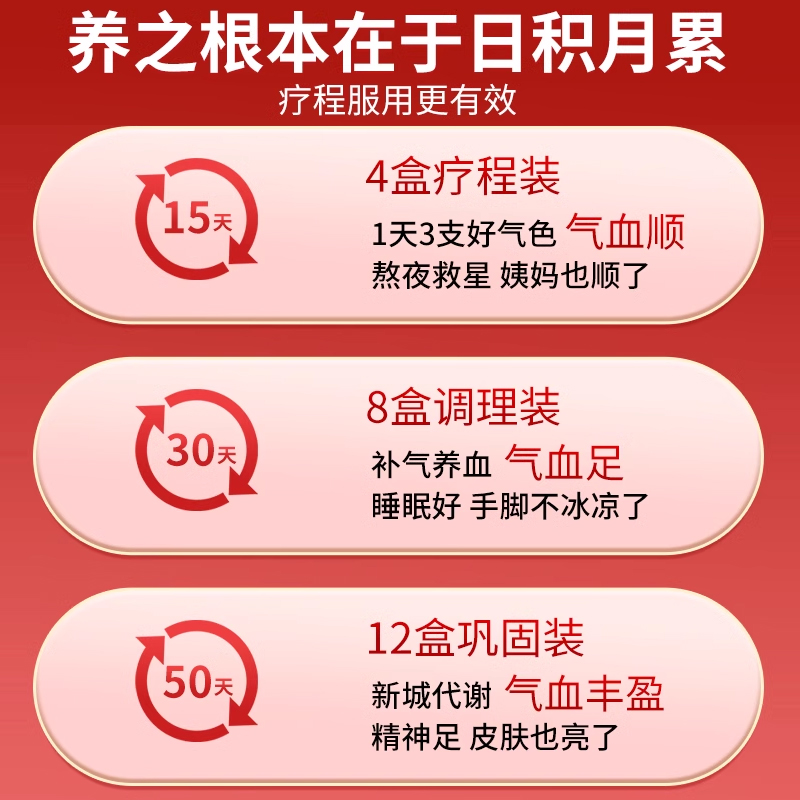4盒】仁和药邦益气养血口服液女补气补血调理贫血气血不足双补男