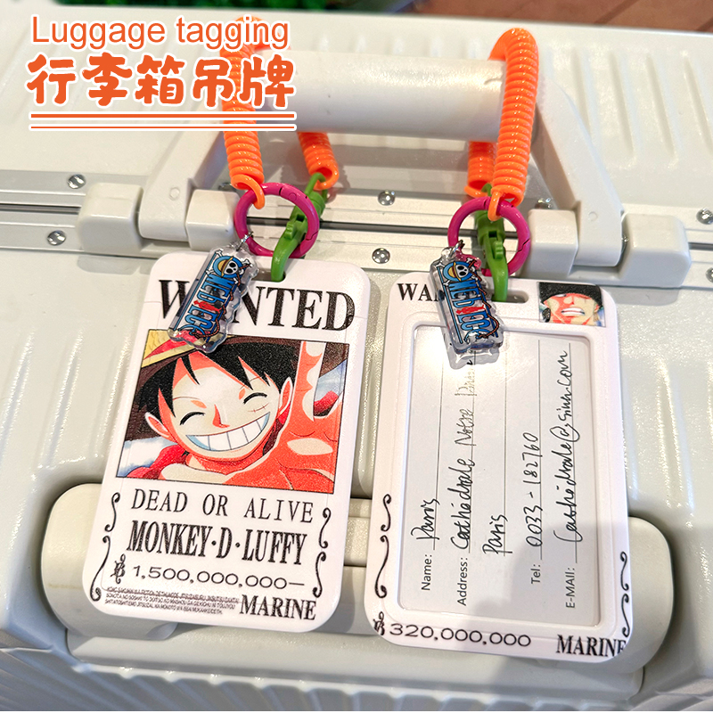 高颜值行李箱标识牌旅行防丢写名字信息卡身份证件弹簧绳卡套硬壳 - 图3