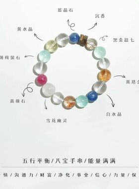 天然多宝水晶手串沉香时尚个性百搭黄水晶手链稳定情侣礼物