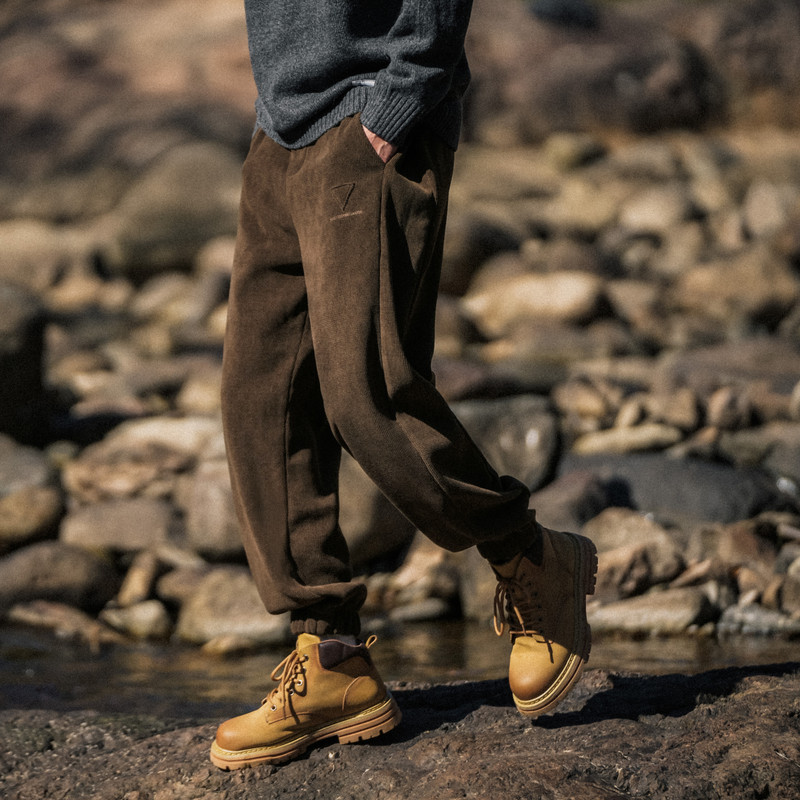 兔先森冬季日系质感雪尼尔加绒加厚束脚卫裤男抽绳式松紧腰休闲裤,淘宝优惠券,粉丝福利购,淘宝优惠卷