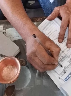 尼泊尔紫铜八宝水碗供水杯手工