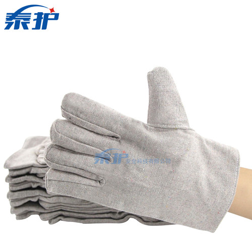 帆布加绒手套双层复合棉布手套防油耐磨电焊工劳保工人防护手套-图3