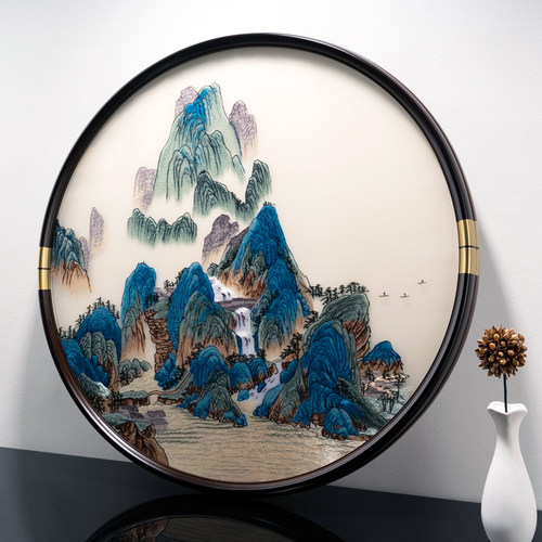新中式鸿运当头手工苏绣成品挂画装饰画沙发背景墙刺绣画长辈礼物 - 图0