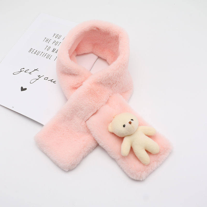 儿童围巾冬季小孩可爱卡通保暖加厚小熊毛绒围脖女韩版交叉毛毛潮,淘宝优惠券,粉丝福利购,淘宝优惠卷