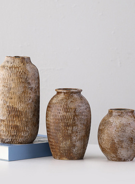 诧寂风陶瓷花瓶窑变民宿家居摆件简约插花水培花器手工陶瓷花瓶