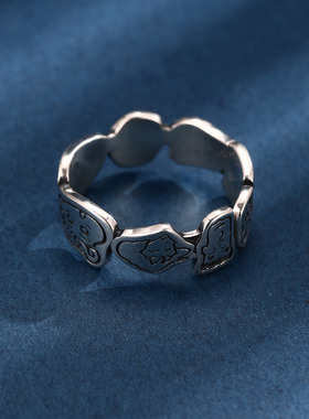 925银日韩做旧戒指好看