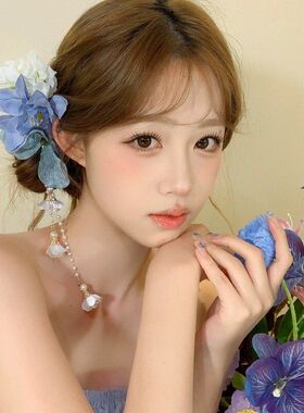 超仙仿真花朵流苏发夹女度假风配饰汉服旗袍侧边夹氛围感盘头发饰