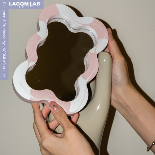 LAGOMLAB原创手工制作化妆镜镜面托盘大理石纹莫兰迪几何置物托盘 - 图0