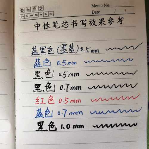 忆涵三款尺寸蓝黑红碳素笔芯流畅按动笔旋转中性笔金属签字笔替芯 - 图2
