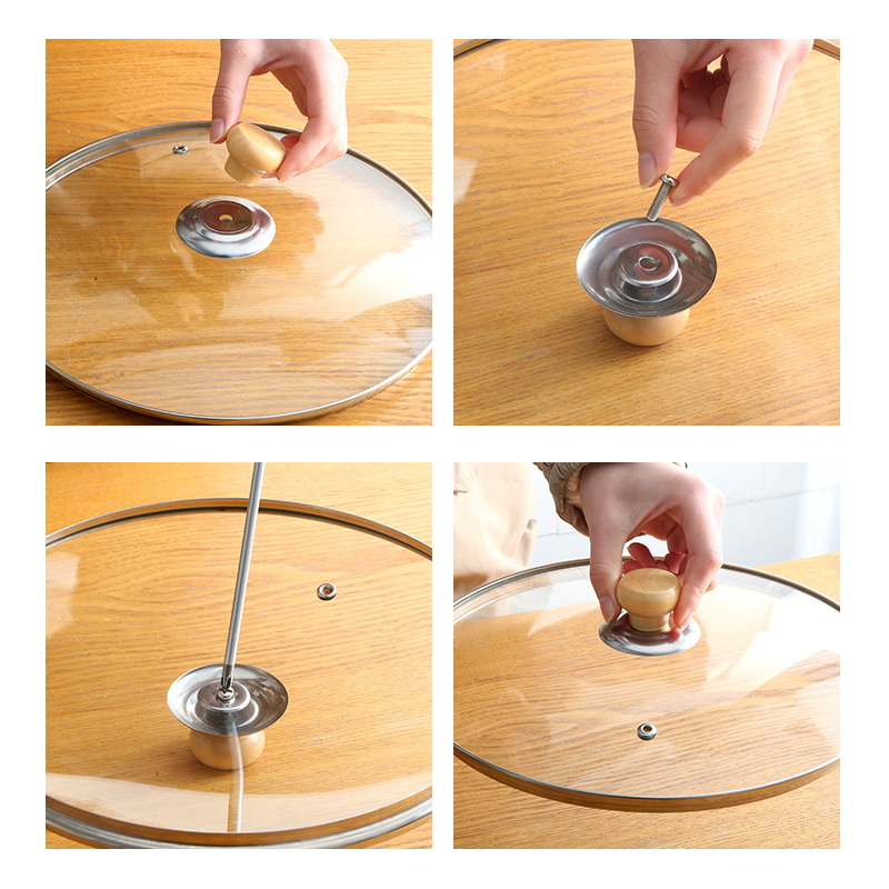家用防烫把手通用木质锅盖帽顶珠通用款提手配件锅盖头蒸锅烧水壶 - 图2