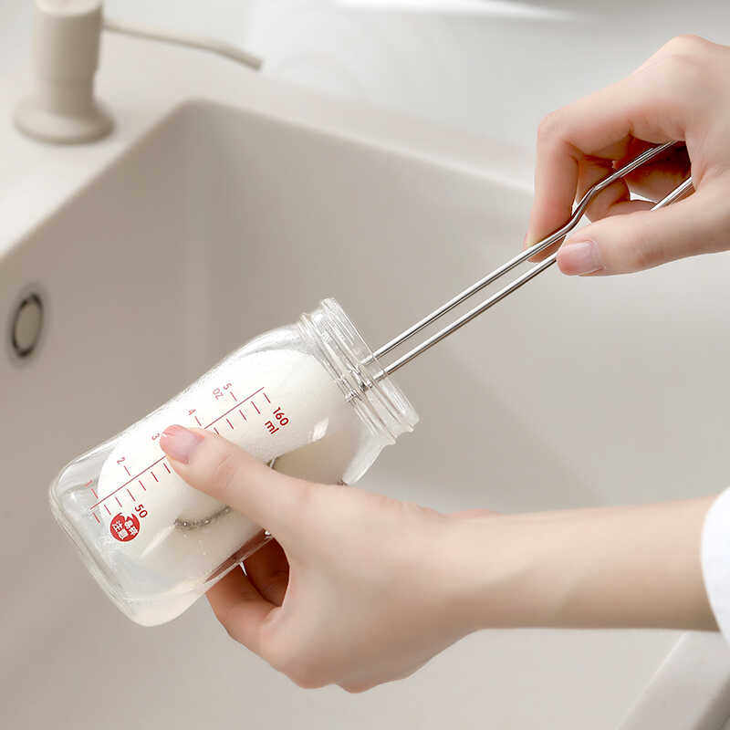 奶瓶刷不锈钢海绵杯刷夹可替换海绵多功能家用清洁刷百洁抹布夹子,淘宝优惠券,粉丝福利购,淘宝优惠卷