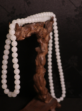 苏州和玉缘新疆和田玉且末金山白玉8mm多圈手串男女同款苏工工艺