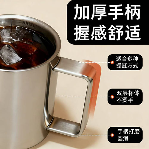 日式316不锈钢水杯马克杯大容量办公室杯子咖啡杯带盖保冷保温杯 - 图0