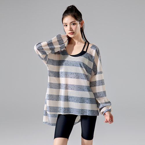 大码泳衣女款2025年新款泡温泉分体保守五分裤三件套微胖遮肉显瘦 - 图2