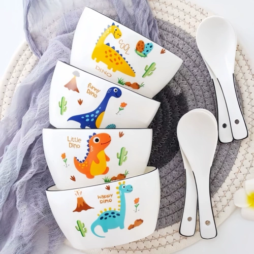 Креативный мультяшный милый динозавр, обеденная тарелка, высококачественный керамический квадратный комплект для домашнего использования