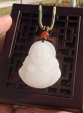 天然白玉观音佛公吊坠男女款项链