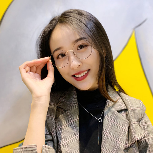 日系7克小圆框超轻纯钛近视眼镜框女 复古文艺小脸防辐射配眼睛 - 图0