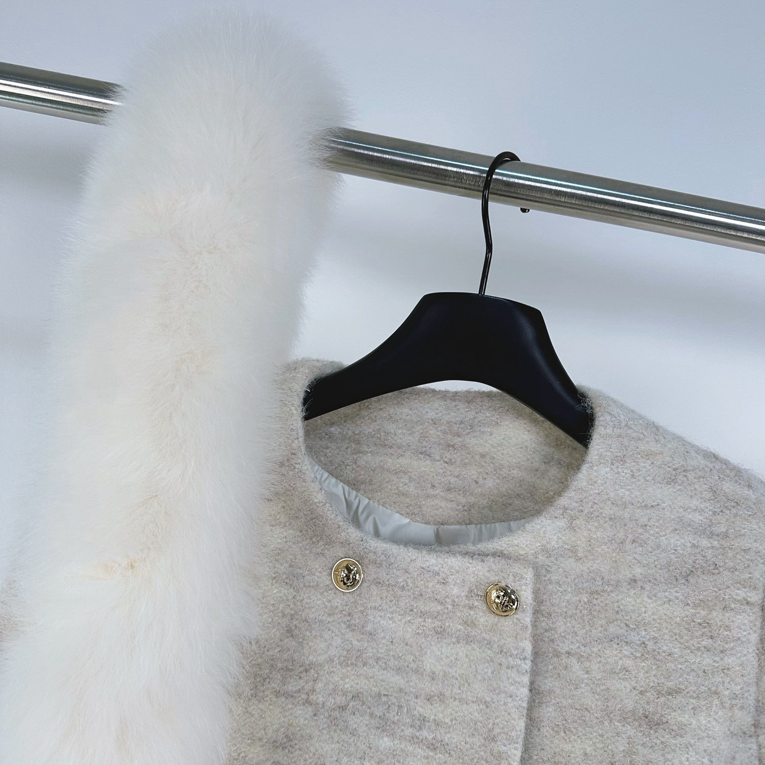 财阀千金狐狸毛围脖小香风羽绒套装女冬高端毛呢上衣半身裙两件套,淘宝优惠券,粉丝福利购,淘宝优惠卷