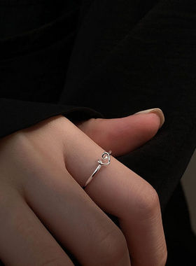 ins镂空爱心戒指简约小众设计感指环时尚开口可调节食指戒指尾戒