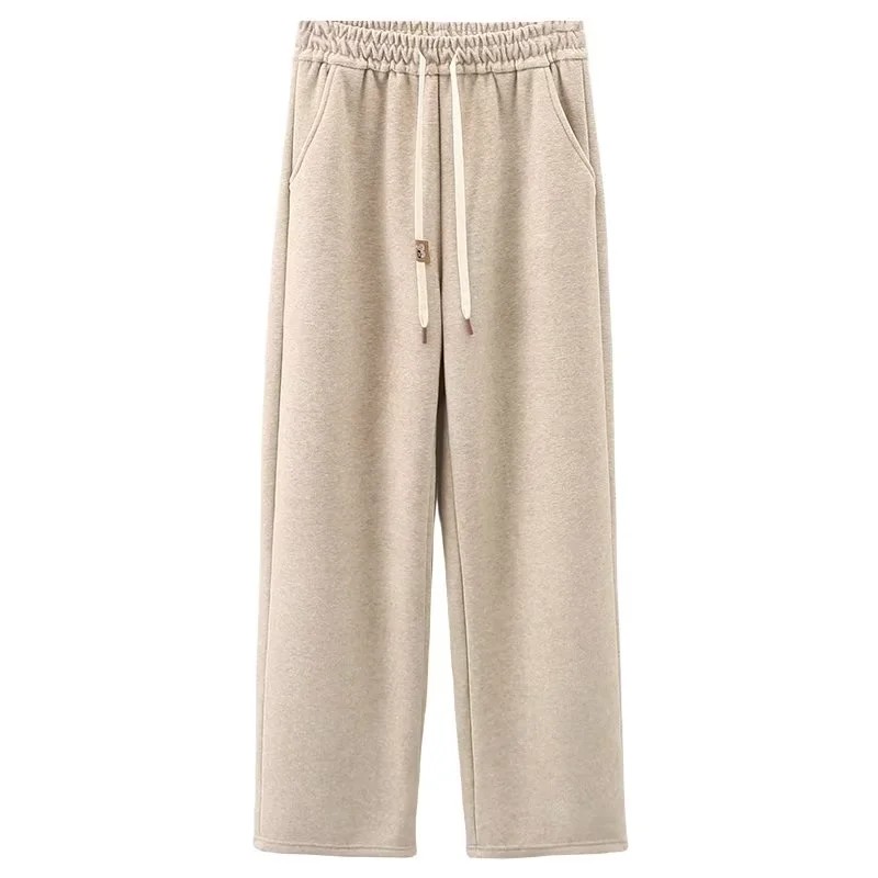 胡子叔大码秋冬200斤加绒加厚软糯直筒裤松紧腰抽绳休闲阔腿裤女,淘宝优惠券,粉丝福利购,淘宝优惠卷