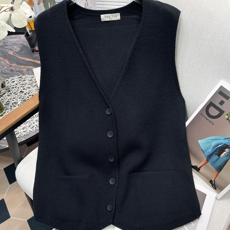 大码v领针织背心马甲女春叠穿毛衣马夹外搭短款软糯无袖坎肩上衣,淘宝优惠券,粉丝福利购,淘宝优惠卷
