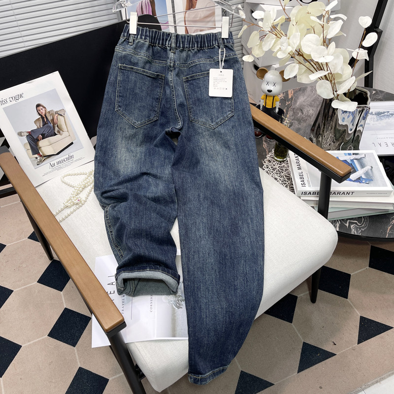 胡子叔大码女装复古高腰宽松哈伦牛仔裤女2025春季显瘦休闲裤子潮,淘宝优惠券,粉丝福利购,淘宝优惠卷