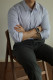 YUXIAN striped anti-wrinkle long-sleeved shirt casual business formal wear men's slim four-season style