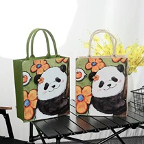 New Panda Flower Felt Bag Printed Cartoon Felt Bag Handy Handbag Large Capacity Felt Handbag