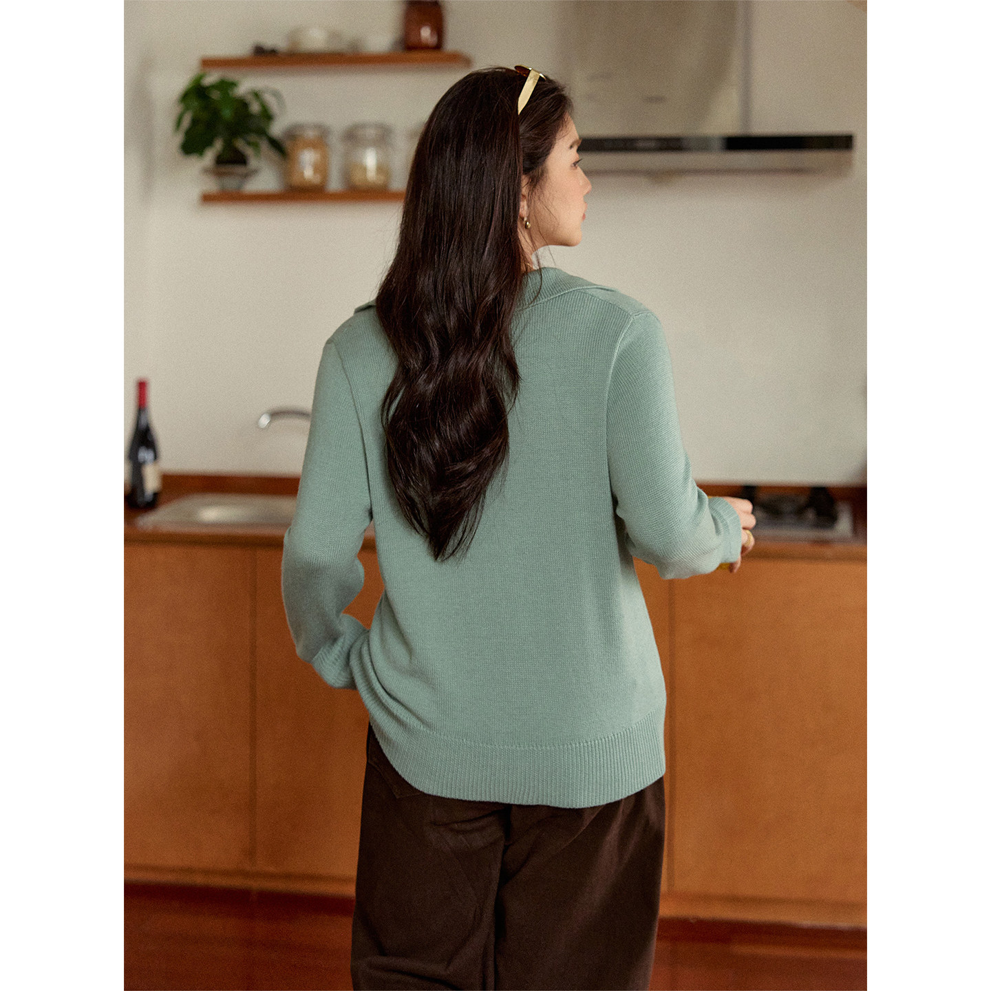 潘不卷大码女装胖mm老钱风polo领针织衫女慵懒休闲v领长袖上衣冬,淘宝优惠券,粉丝福利购,淘宝优惠卷