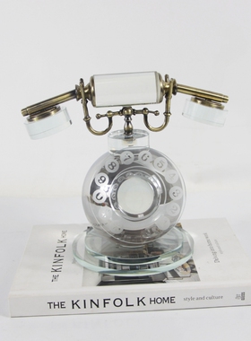 现代复古水晶玻璃电话摆件样板间