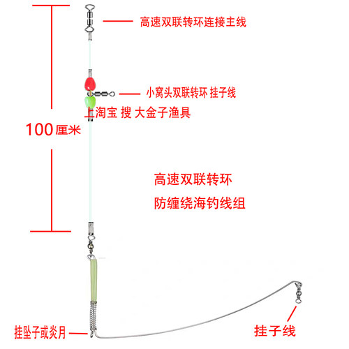 新款海钓单刀钓组天平防缠绕钓组黑头黄鱼石九公船钓线组双联转环 - 图3