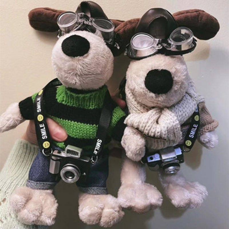 高级英国掌门狗公仔摆件飞行员狗狗玩偶带护肩圣诞节礼物车载香薰