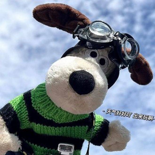 高级英国掌门狗公仔摆件飞行员狗狗玩偶带护肩圣诞节礼物车载香薰