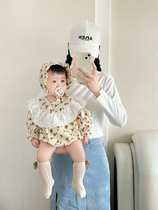 Baby Autumn Clothing Bag Fart Clothes Sweet And Broken Flowers Conjoined Clothing Foreign Air Lace Clothes Baby Fall Out Princess Climbing Clothes