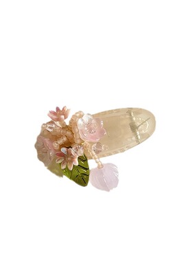 铃兰花粉色串珠花朵发夹发卡