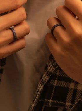 遇见你是运气 陨石扣情侣戒指,简约小众送女男朋友生日礼物