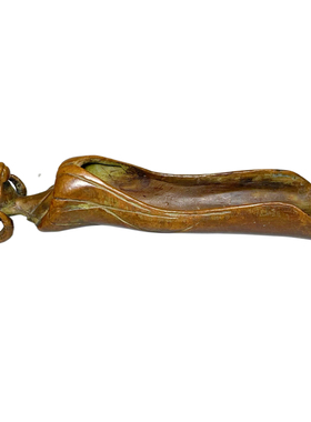 回流铜器捡漏紫铜包浆羊头茶铲茶匙茶侧取茶器茶道摆件复古老物件