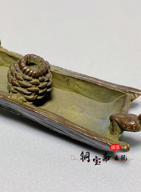 复古铜器乌篷船渔船手把件中式轻舟渔舟香插茶宠茶道禅意个性摆件