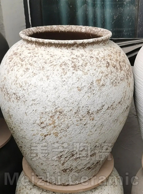 庭院仿古做旧陶罐室内干花摆设景德镇粗陶盆陶瓷花瓶仿真花器大缸