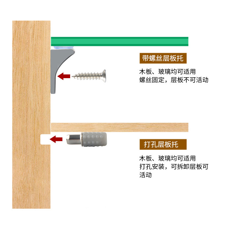 衣柜隔板钉搁板支架活动木板托架橱柜玻璃固定拖层板托粒家具配件