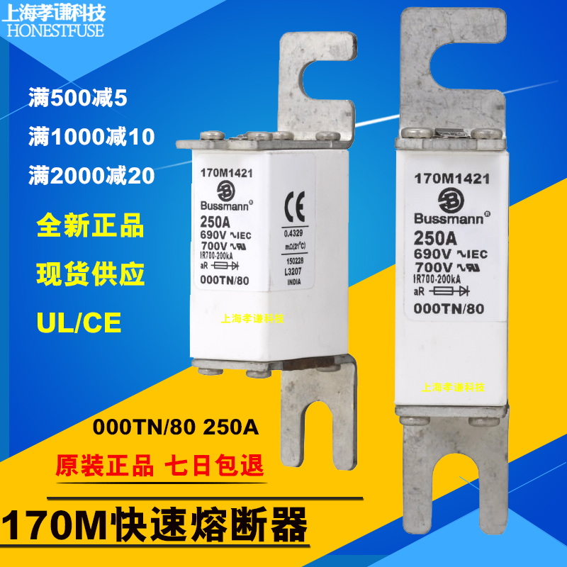 EATON伊顿BUSSMANN 170M快速熔断器170M1415 690Vac 63A 000TN/80 - 图2