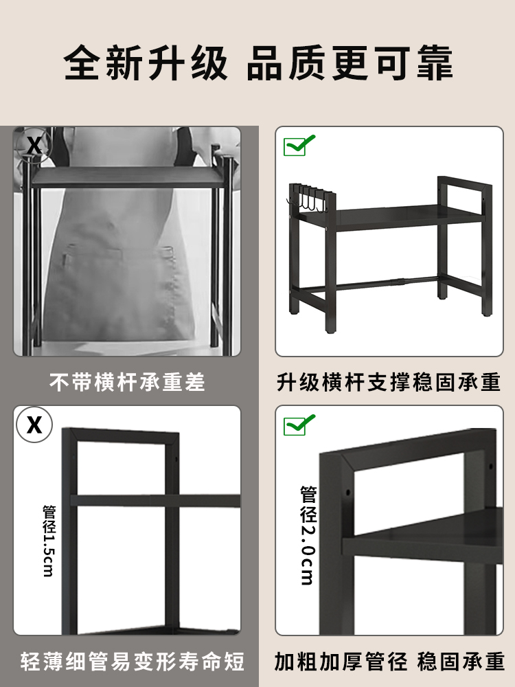 厨房微波炉多功能可伸缩置物架电饭锅架子家用台面烤箱多层收纳架-图3