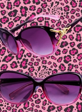 y2kslut外贸ins复古个性vintage狐狸头镶钻渐变色太阳眼镜墨镜女