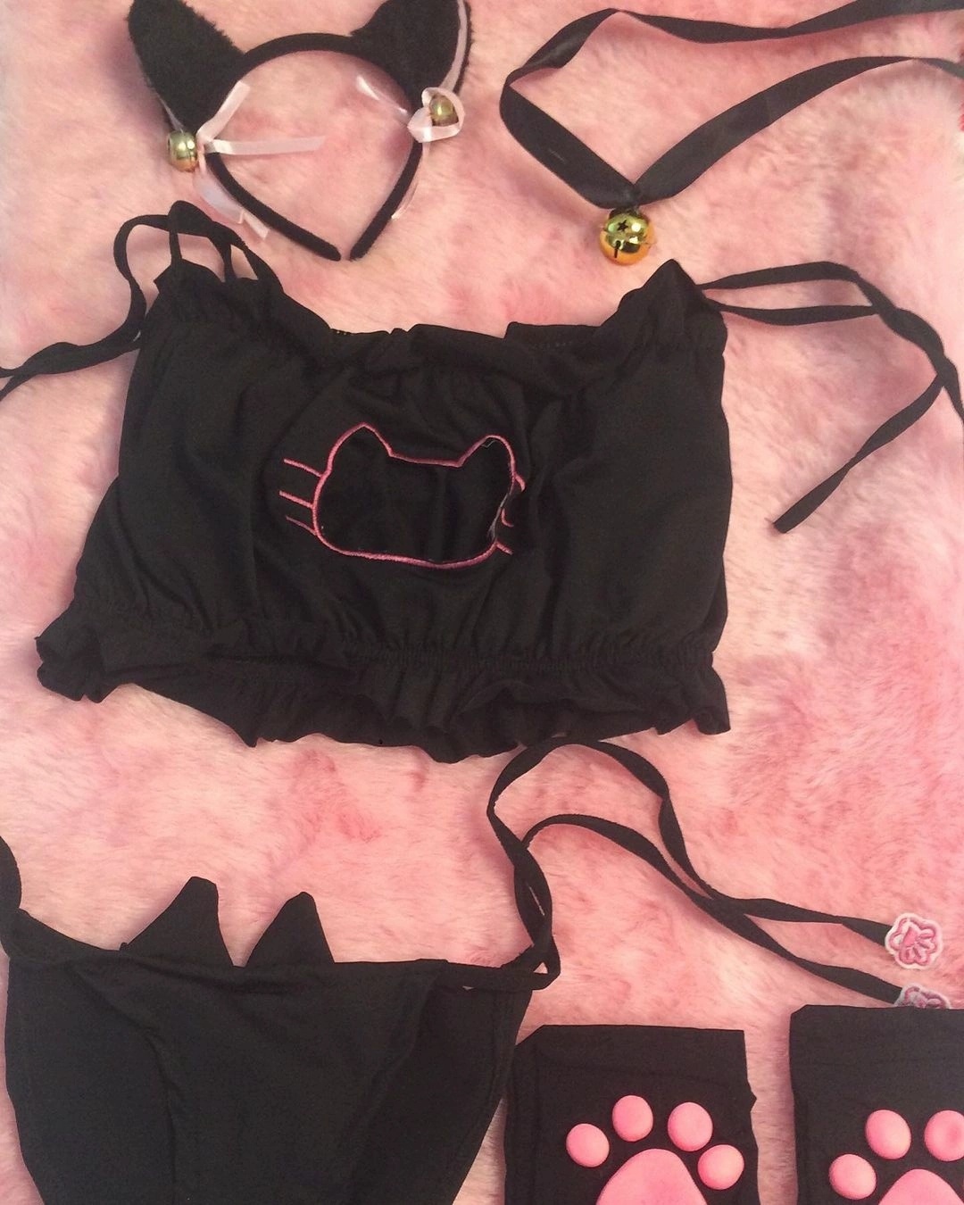 欧美ins外贸猫咪刺绣镂空内衣套装Neko Kitten Lingerie Set - 图3