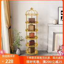 Release Bag Shelf Display Cabinet Round Golden Iron Art Thickened Floor Clothing Store Shelves Multilayer Home Bedrooms
