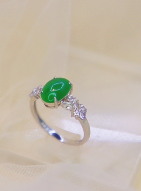 镶嵌戒指指环玫瑰翡翠18K金