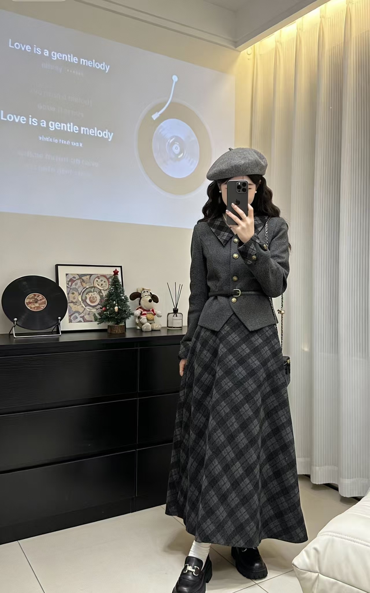 2025冬季新款大码女装韩系气质高级收腰外套半身裙格子时尚套装,淘宝优惠券,粉丝福利购,淘宝优惠卷