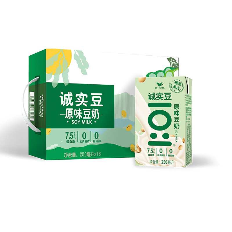 统一诚实豆原味豆奶植物蛋白非转基因大豆早餐奶250ml*16盒 - 图3